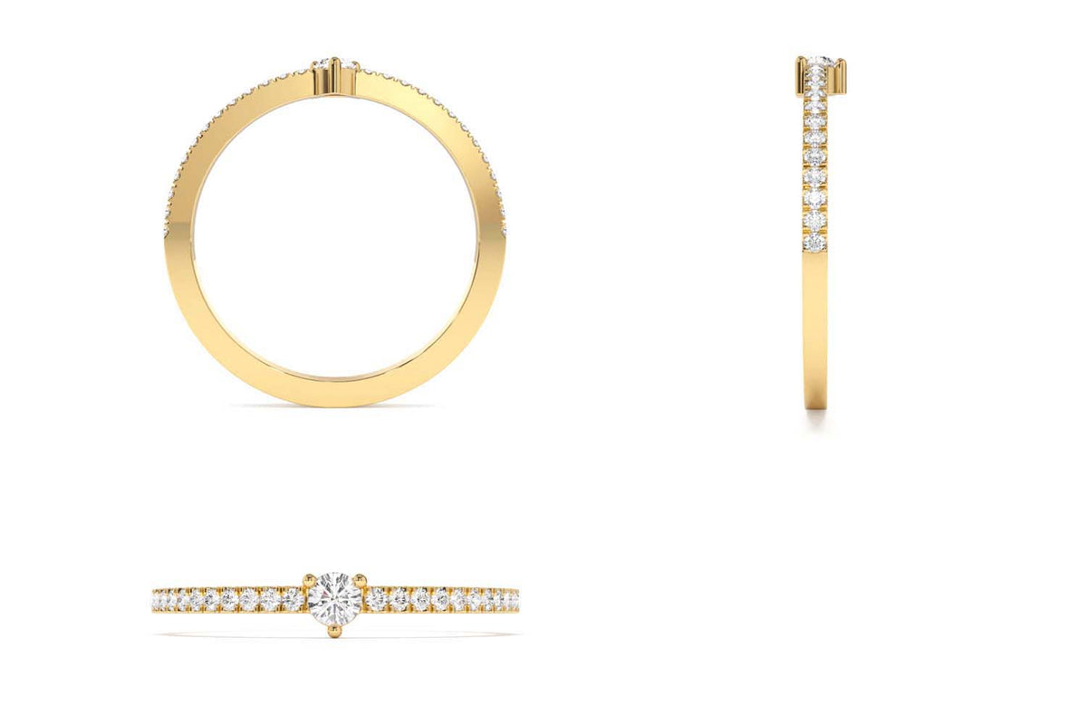 Minimalist Pave Diamond Stacking Ring in 14K Gold — view 3