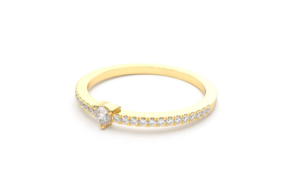 Minimalist Pave Diamond Stacking Ring in 14K Gold — view 2
