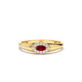 Marquise Ruby Ring in Halo Setting in 14K Gold — view 1