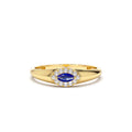 Marquise Sapphire Ring in Halo Setting in 14K Gold — view 1