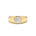Asscher Cut Illusion Mosaic Solitaire Pinky Ring in 14K Gold — view 1