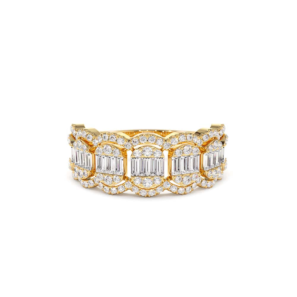 Baguette Diamond Ring in Halo Setting in 14K Gold — view 1