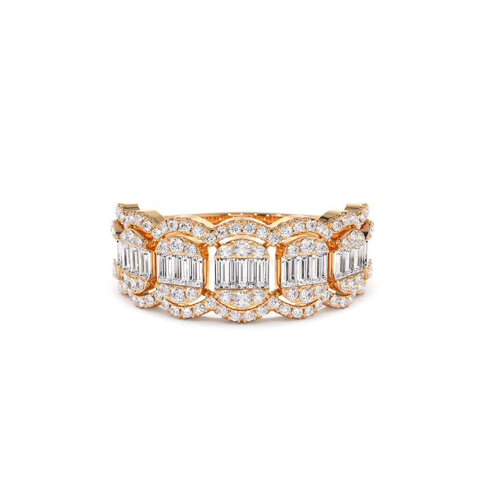 Baguette Diamond Ring in Halo Setting in 14K Gold — view 5