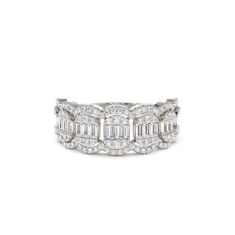 Baguette Diamond Ring in Halo Setting in 14K Gold — view 4