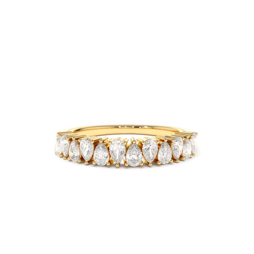 Pear Shape HalF Eternity Diamond Band in 14K Gold — view 1