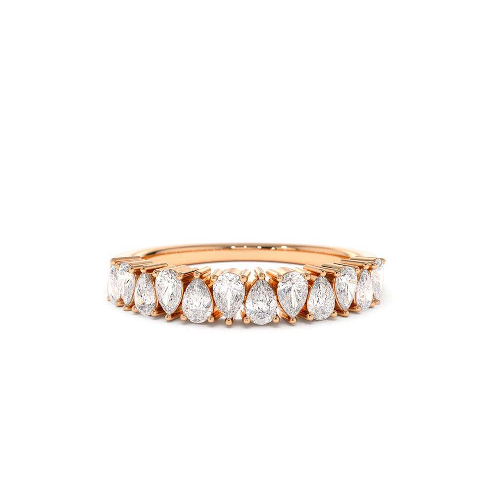 Pear Shape HalF Eternity Diamond Band in 14K Gold — view 3