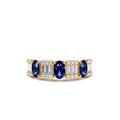 Baguette & Round Diamond with Genuine Sapphire Ring in 14K Gold — view 1