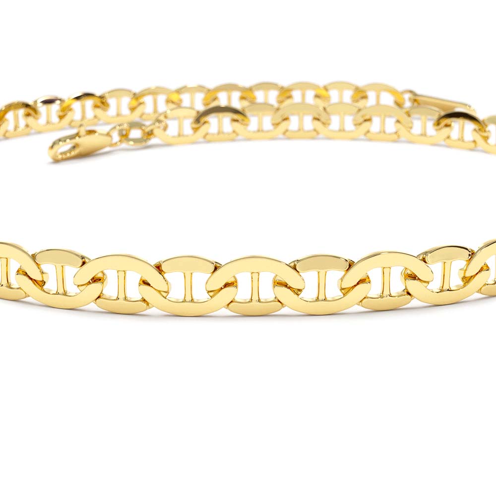 3.5 MM Mariner Chain Link Bracelet in 14K Gold — view 3