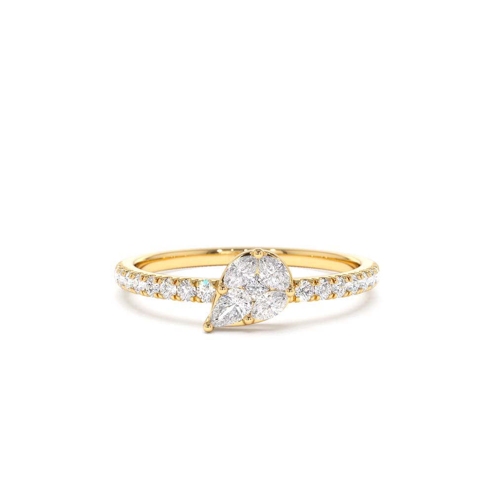 Pear Shape Illusion Setting Diamond Engagement Ring in 14K Gold — view 1