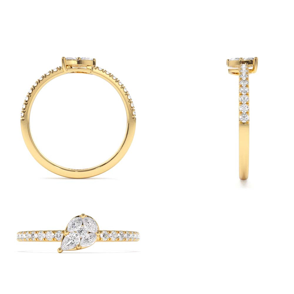 Pear Shape Illusion Setting Diamond Engagement Ring in 14K Gold — view 3