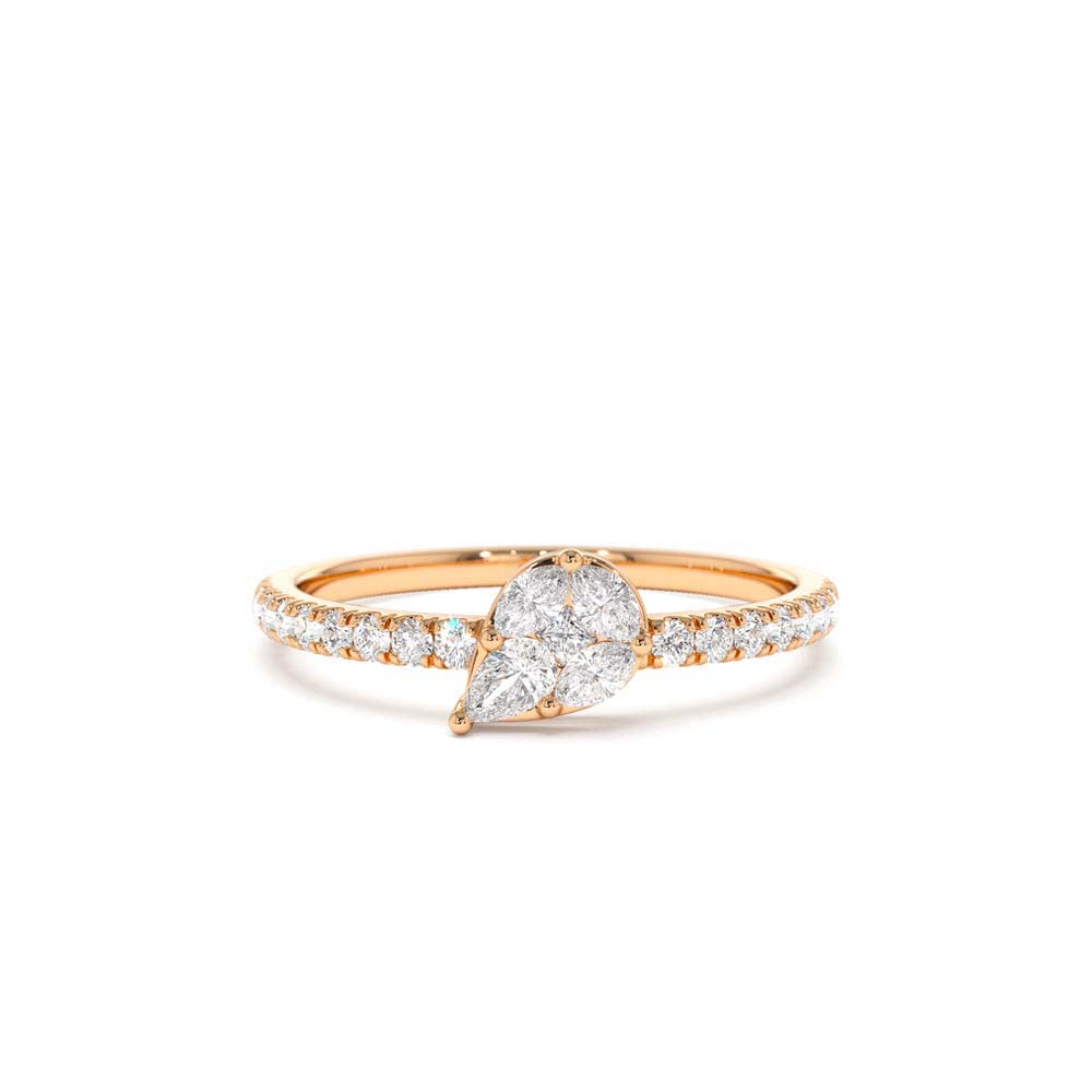 Pear Shape Illusion Setting Diamond Engagement Ring in 14K Gold — view 5
