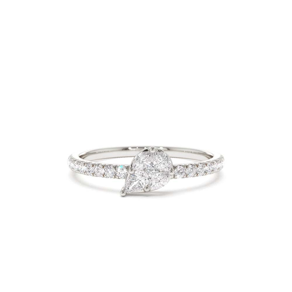 Pear Shape Illusion Setting Diamond Engagement Ring in 14K Gold — view 4