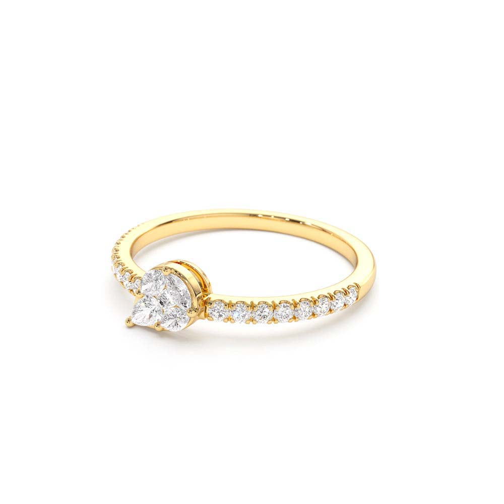 Pear Shape Illusion Setting Diamond Engagement Ring in 14K Gold — view 2