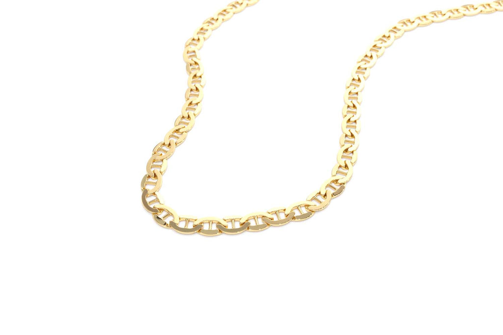 3.5 MM Mariner Chain Link Necklace in 14K Gold — view 2