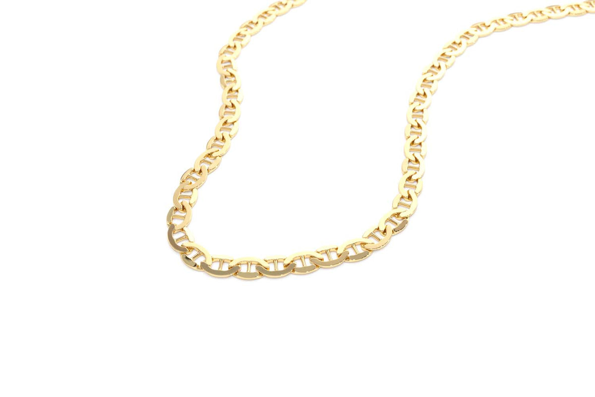 3.5 MM Mariner Chain Link Necklace in 14K Gold — view 2