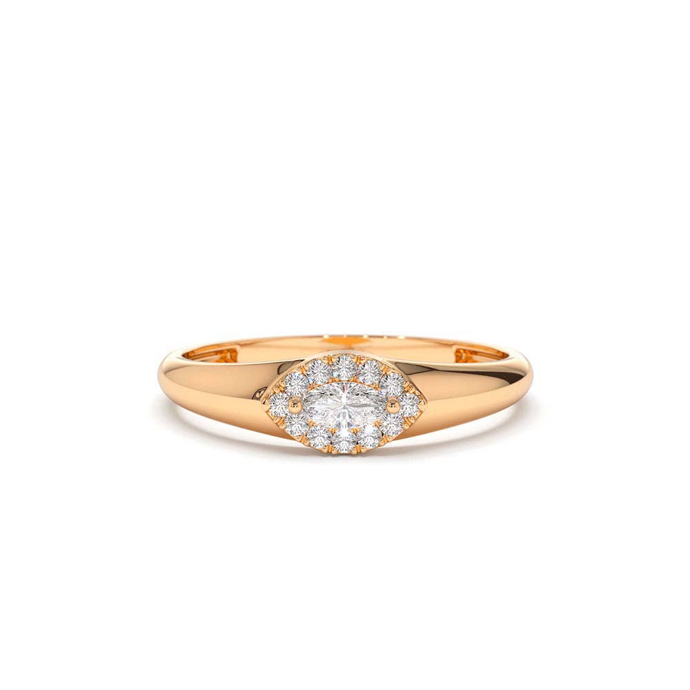 Marquise Diamond in Halo Setting Ring in 14K Gold — view 3