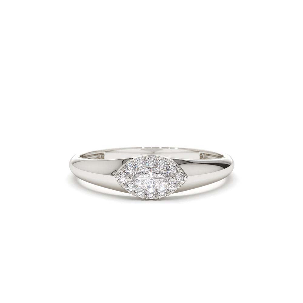 Marquise Diamond in Halo Setting Ring in 14K Gold — view 2