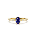 Dainty Diamond Genuine Sapphire Ring in 14K Gold — view 1