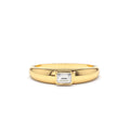 Dome Bezel Setting Emerald Cut Diamond Solitaire Ring in 14K Gold — view 1