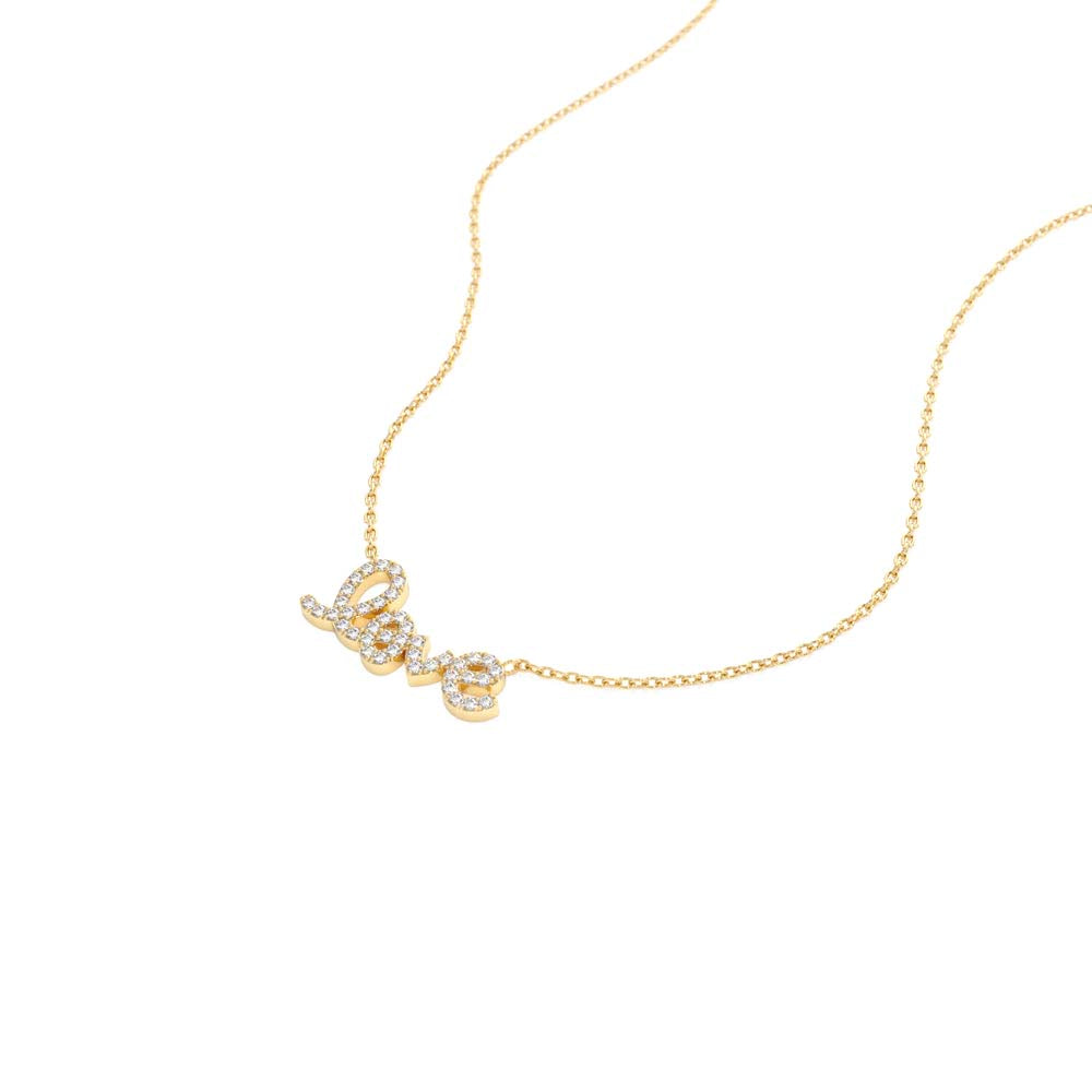 Diamond Love Necklace in 14K Gold — view 2