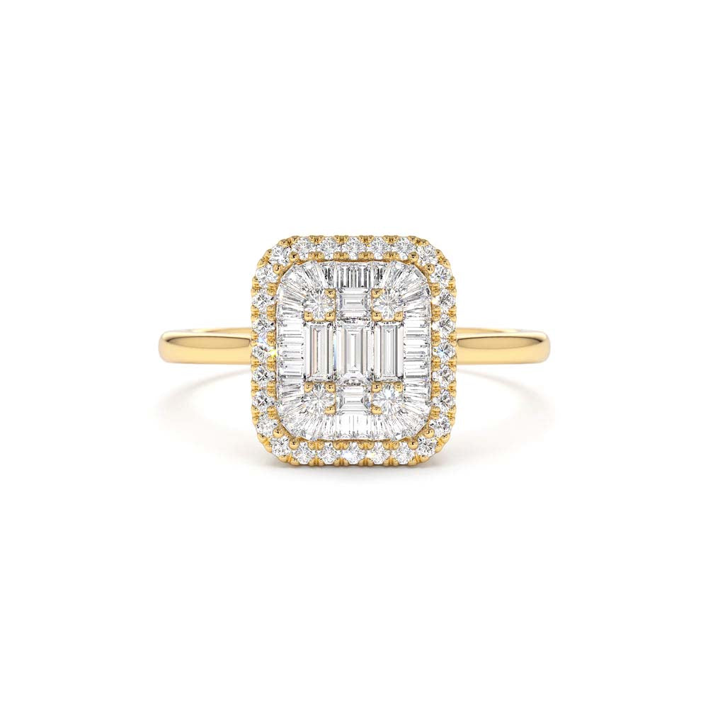 Unique Baguette Diamond Statement Ring in 14K Gold — view 1