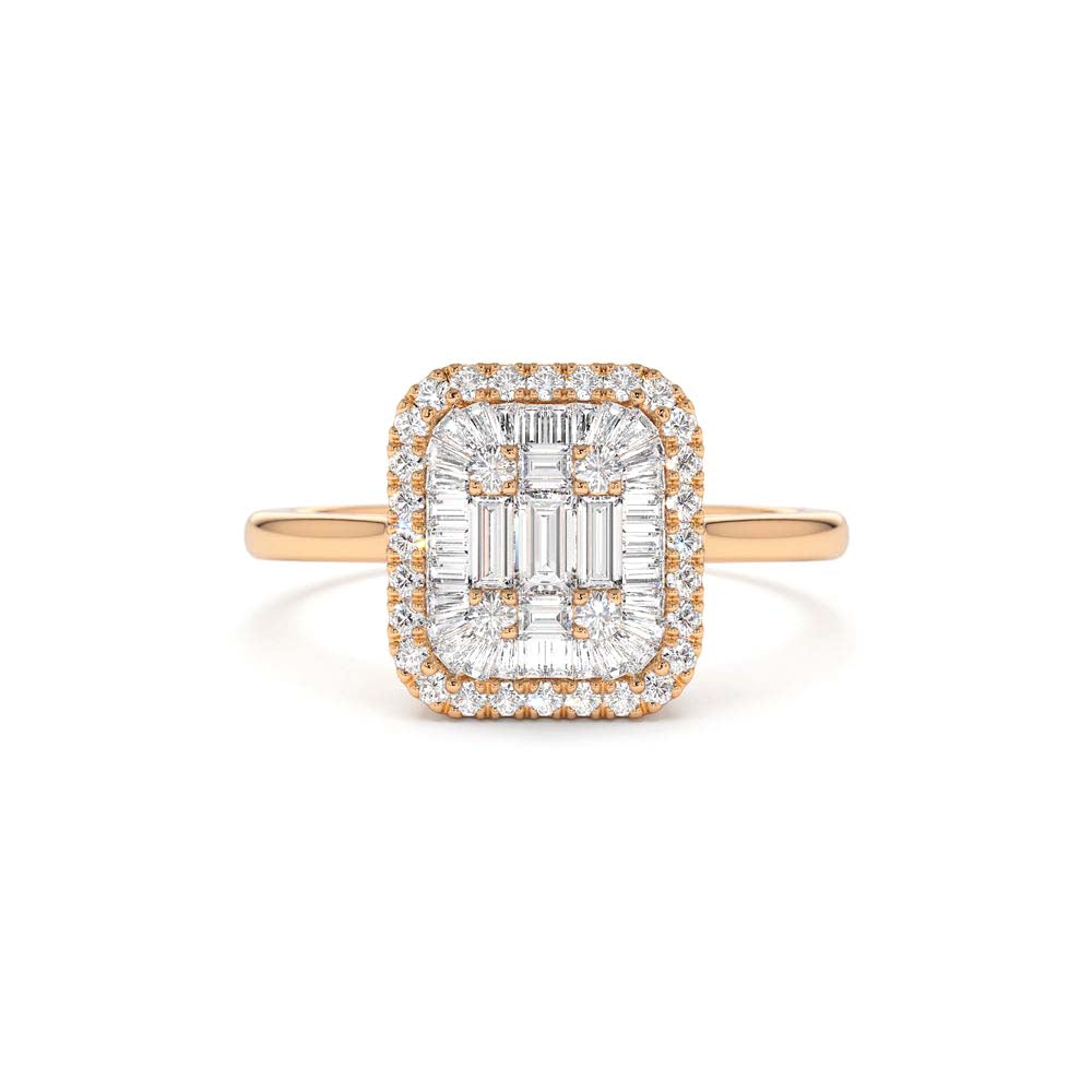 Unique Baguette Diamond Statement Ring in 14K Gold — view 5