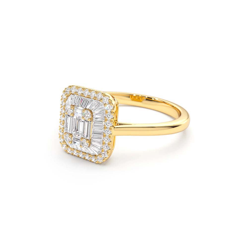 Unique Baguette Diamond Statement Ring in 14K Gold — view 2
