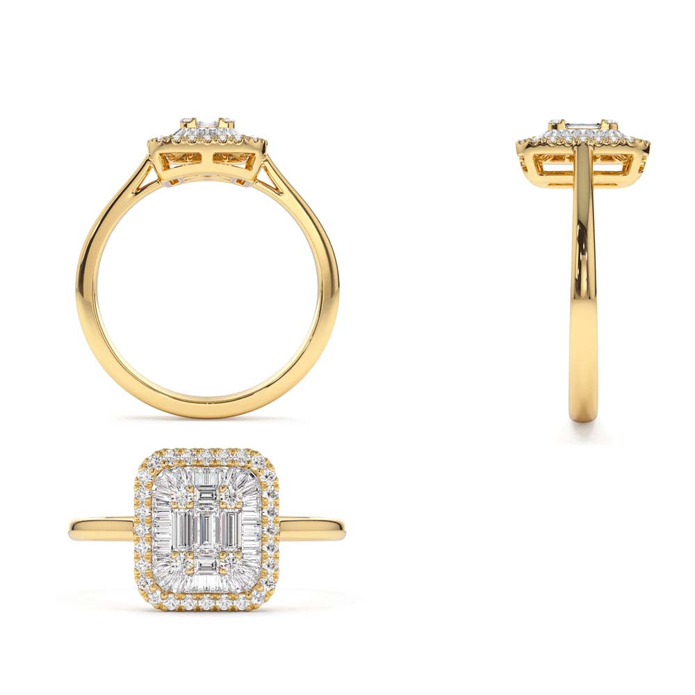 Unique Baguette Diamond Statement Ring in 14K Gold — view 3