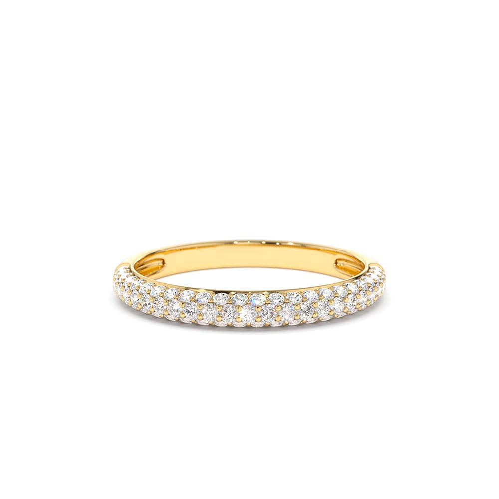 3 Row Half Eternity Diamond Band in 14K Gold — view 1