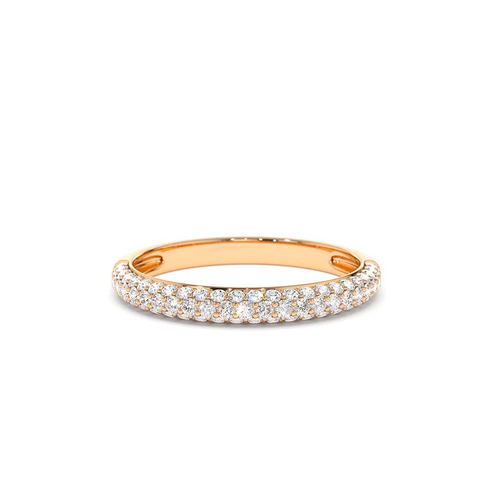 3 Row Half Eternity Diamond Band in 14K Gold — view 3
