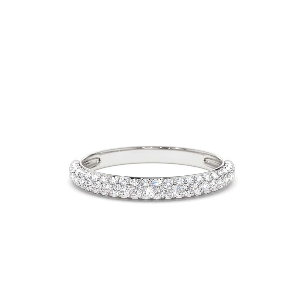 3 Row Half Eternity Diamond Band in 14K Gold — view 2