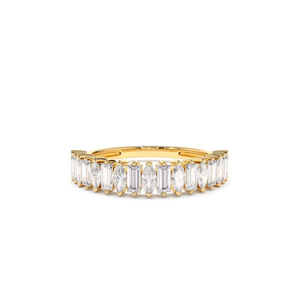 Marquise & Baguette Diamond Wedding Ring in 14K Gold — view 1