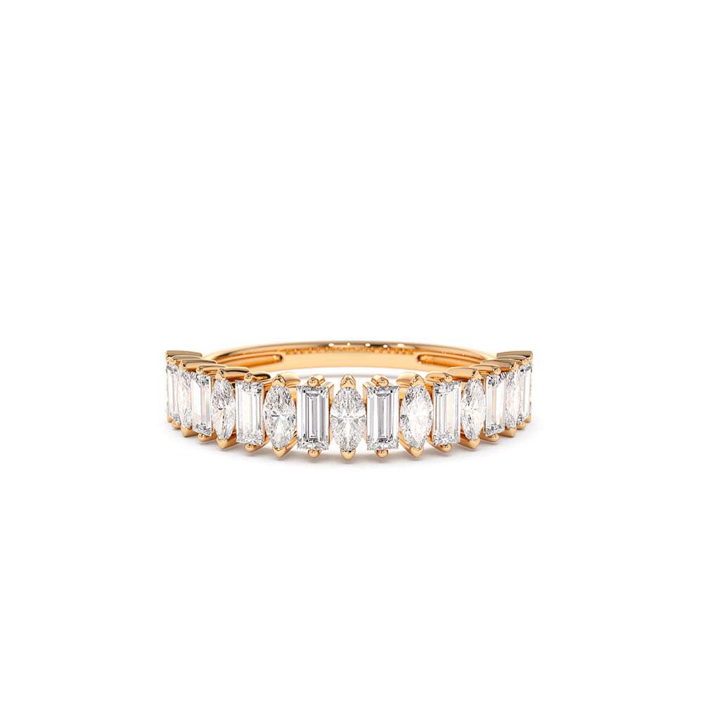 Marquise & Baguette Diamond Wedding Ring in 14K Gold — view 3