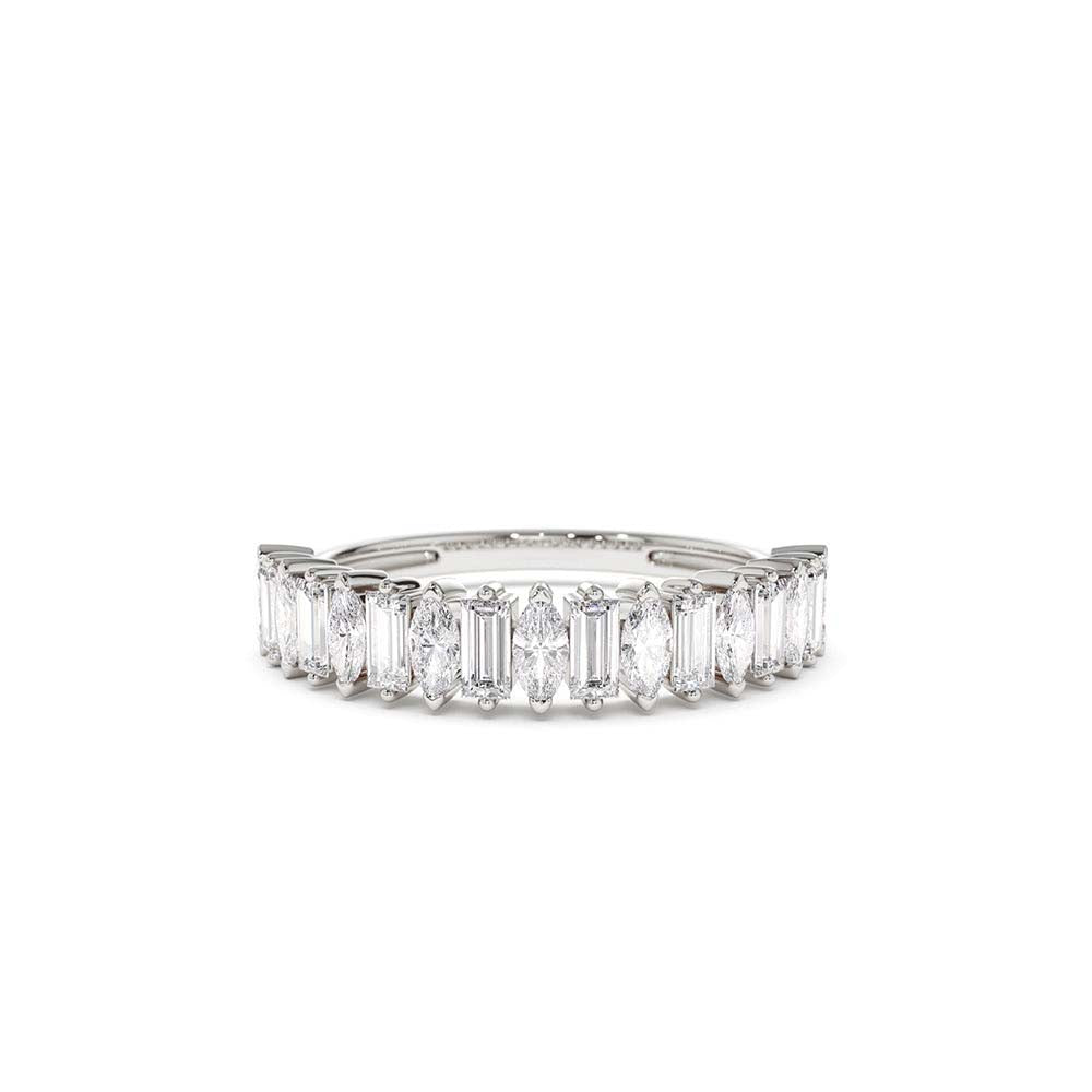 Marquise & Baguette Diamond Wedding Ring in 14K Gold — view 2
