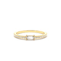 Stackable Baguette Diamond Ring with Pave Diamonds in 14K Gold — view 1