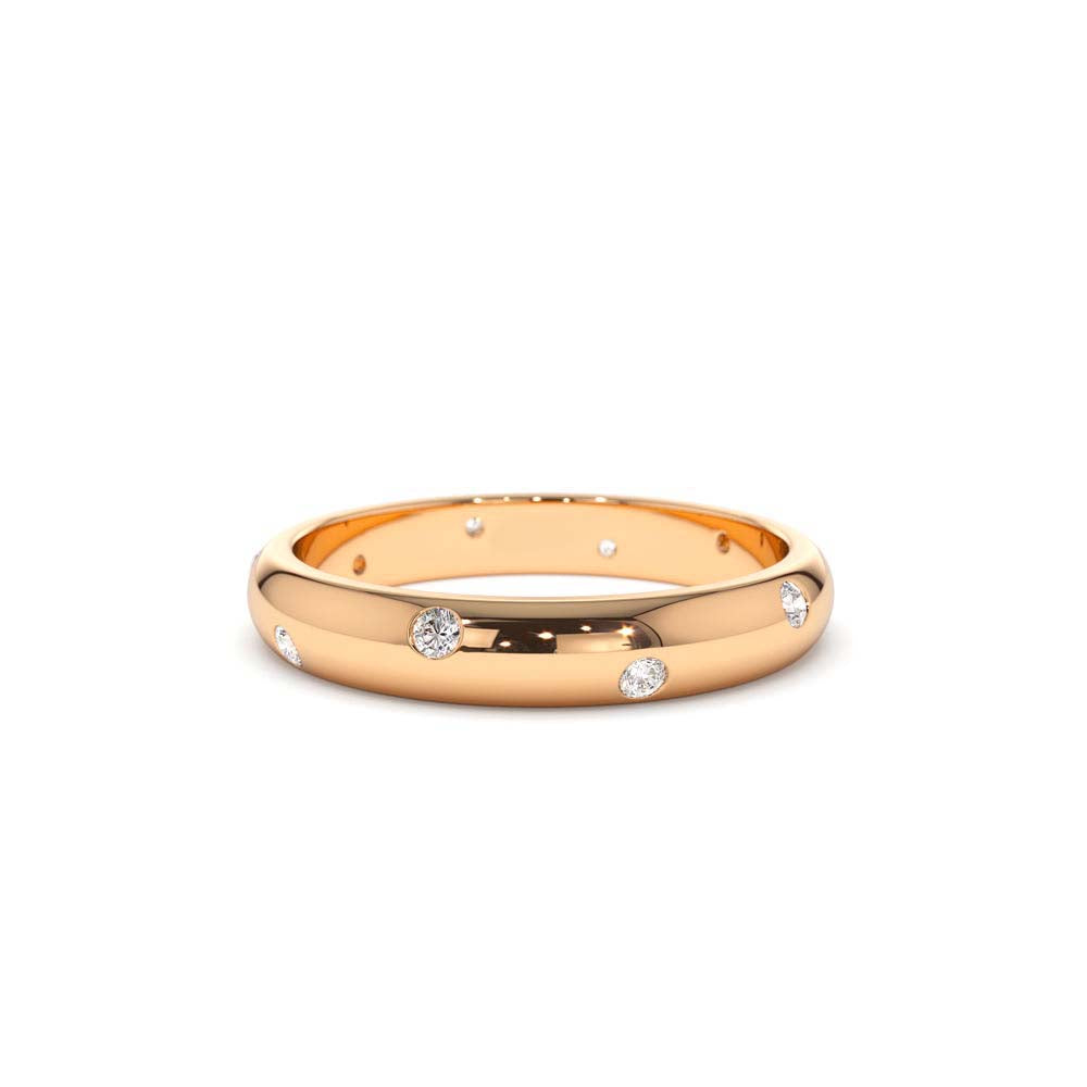 3MM Dome Burnish Setting Women's Wedding Ring in 14K Gold — view 5
