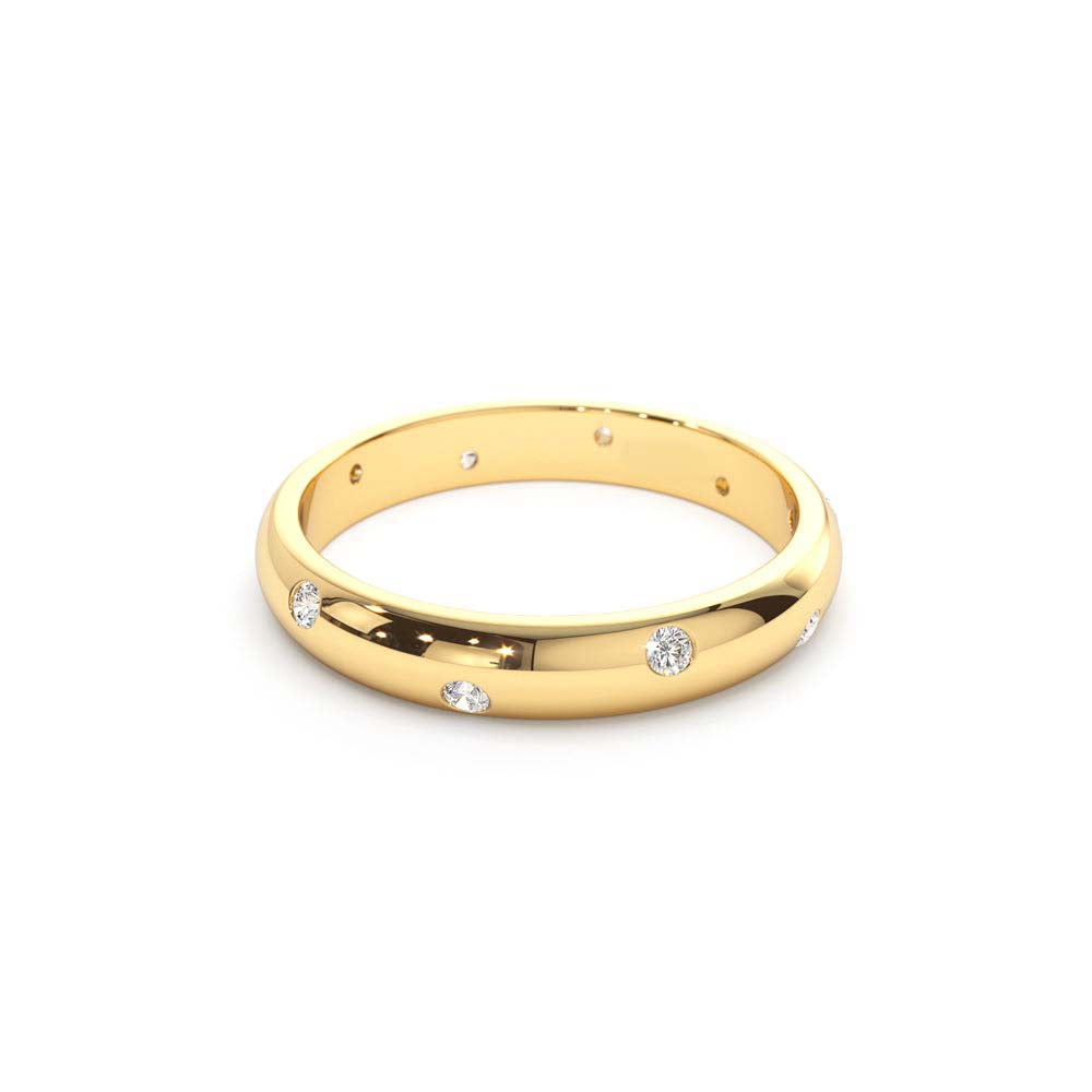 3MM Dome Burnish Setting Women's Wedding Ring in 14K Gold — view 2