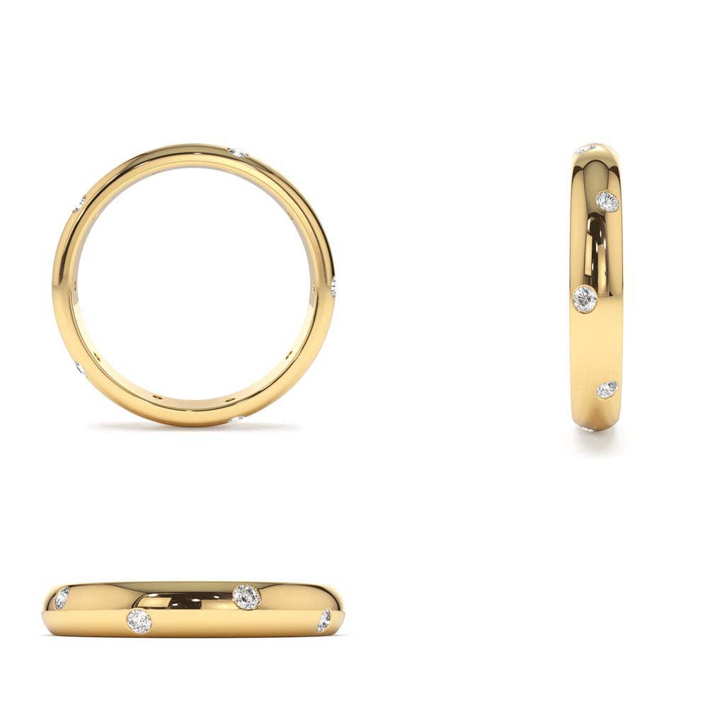 3MM Dome Burnish Setting Women's Wedding Ring in 14K Gold — view 3
