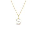 Medium Size Diamond Initial Necklace in 14K Gold — view 1