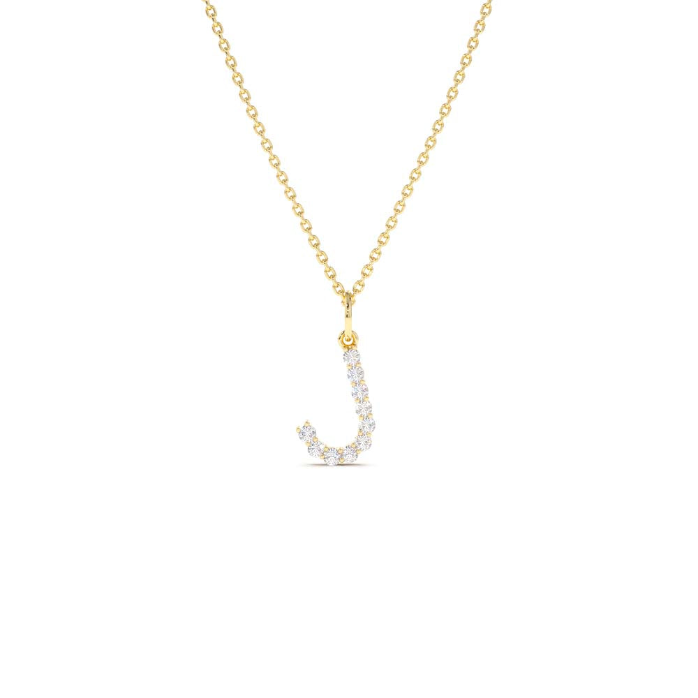 Medium Size Diamond Initial Necklace in 14K Gold — view 3