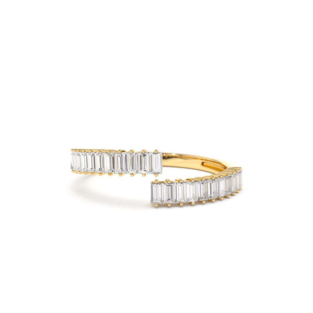 Baguette Diamond Bypass Ring in 14K Gold — view 1