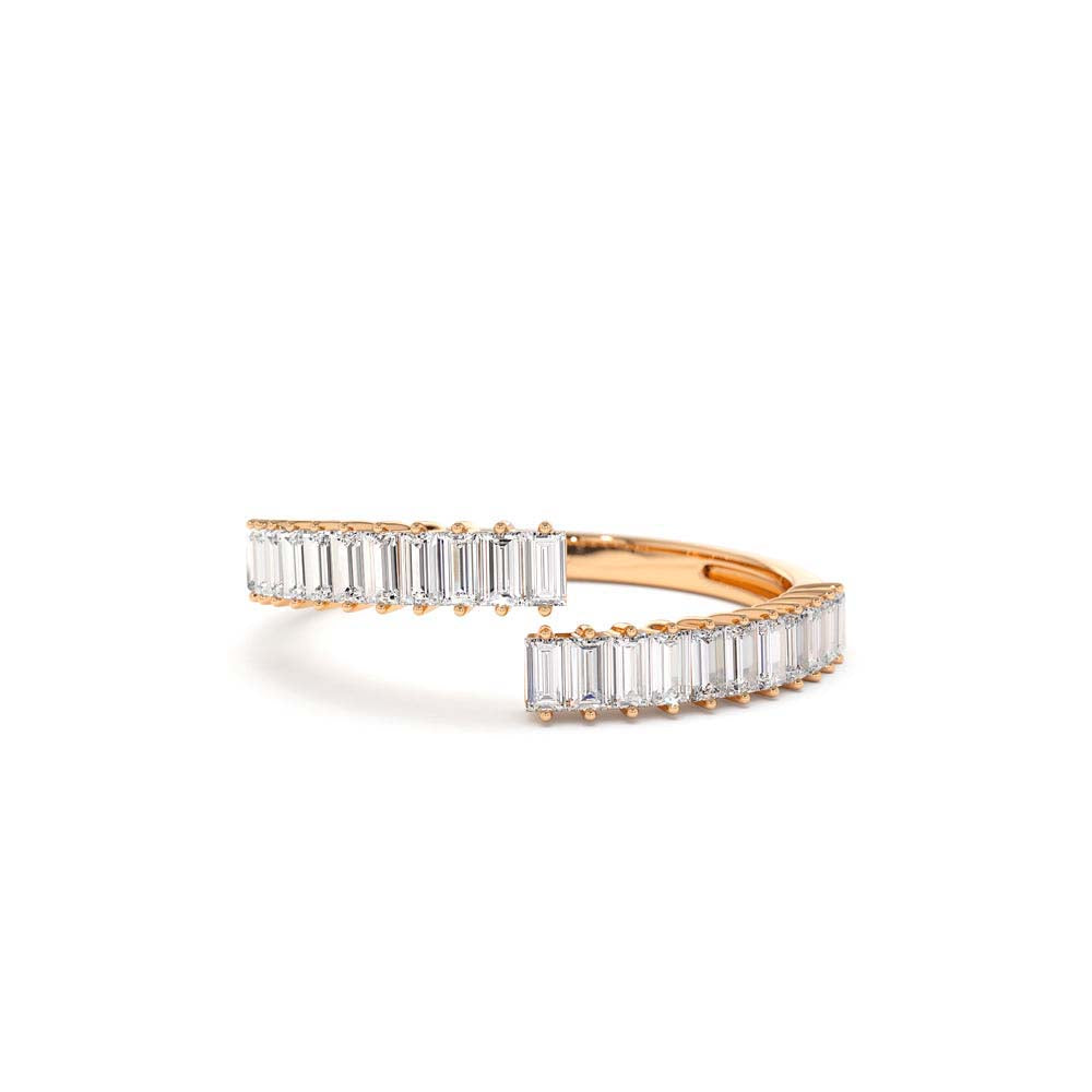 Baguette Diamond Bypass Ring in 14K Gold — view 5