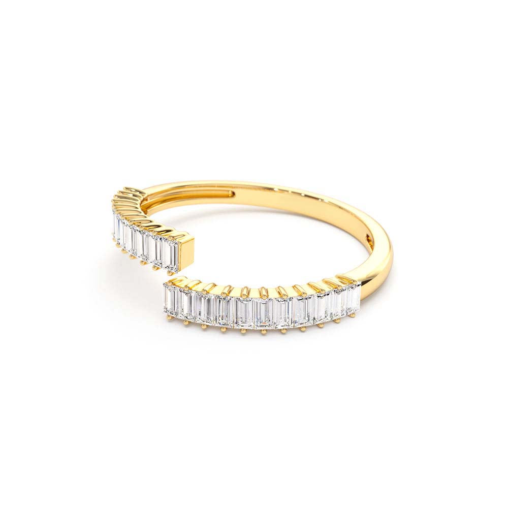 Baguette Diamond Bypass Ring in 14K Gold — view 2