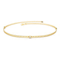 2MM Curb Link Bracelet w/ Heart Shape Solitaire Round Diamonds in 14K Gold — view 1