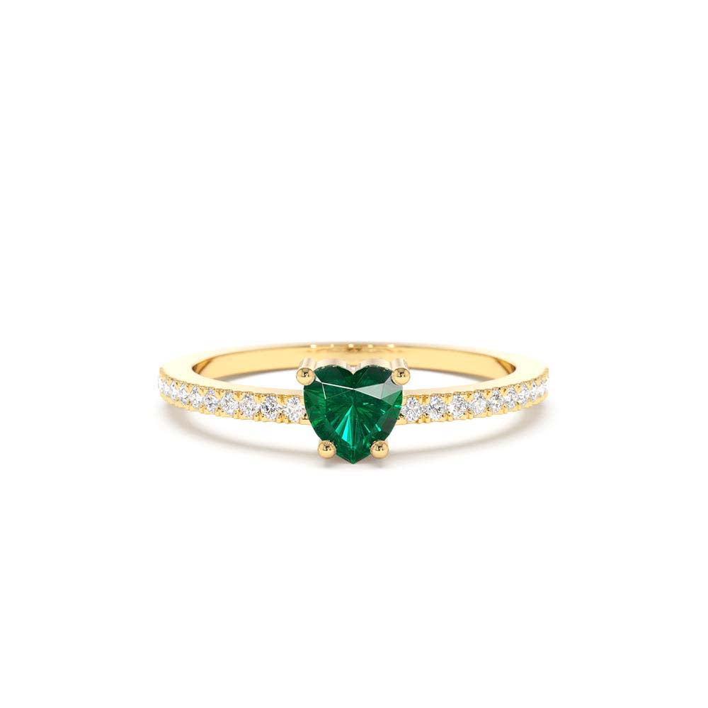 Heart-Shaped Emerald Ring in 14K Gold — view 1