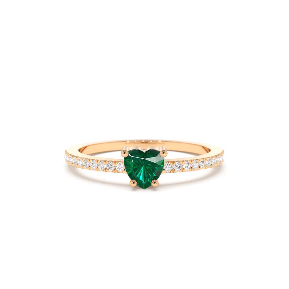 Heart-Shaped Emerald Ring in 14K Gold — view 5
