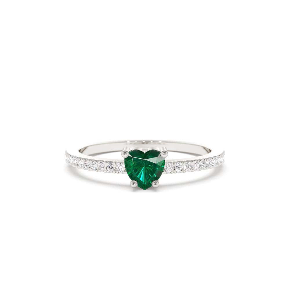 Heart-Shaped Emerald Ring in 14K Gold — view 4