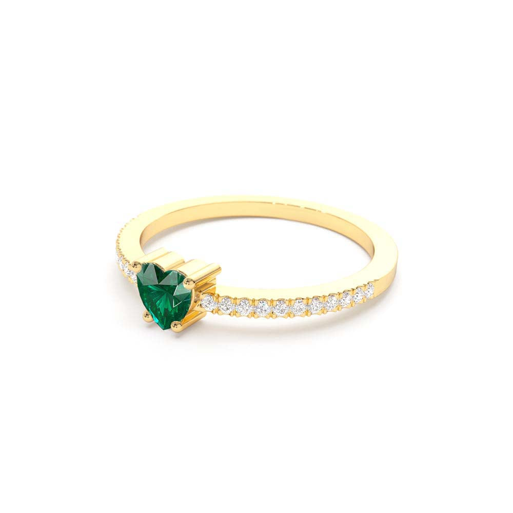 Heart-Shaped Emerald Ring in 14K Gold — view 2