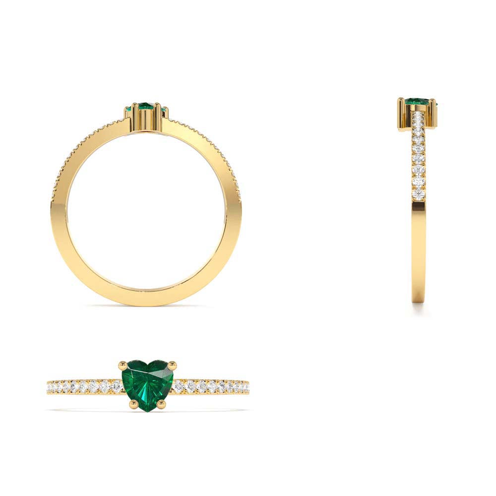 Heart-Shaped Emerald Ring in 14K Gold — view 3