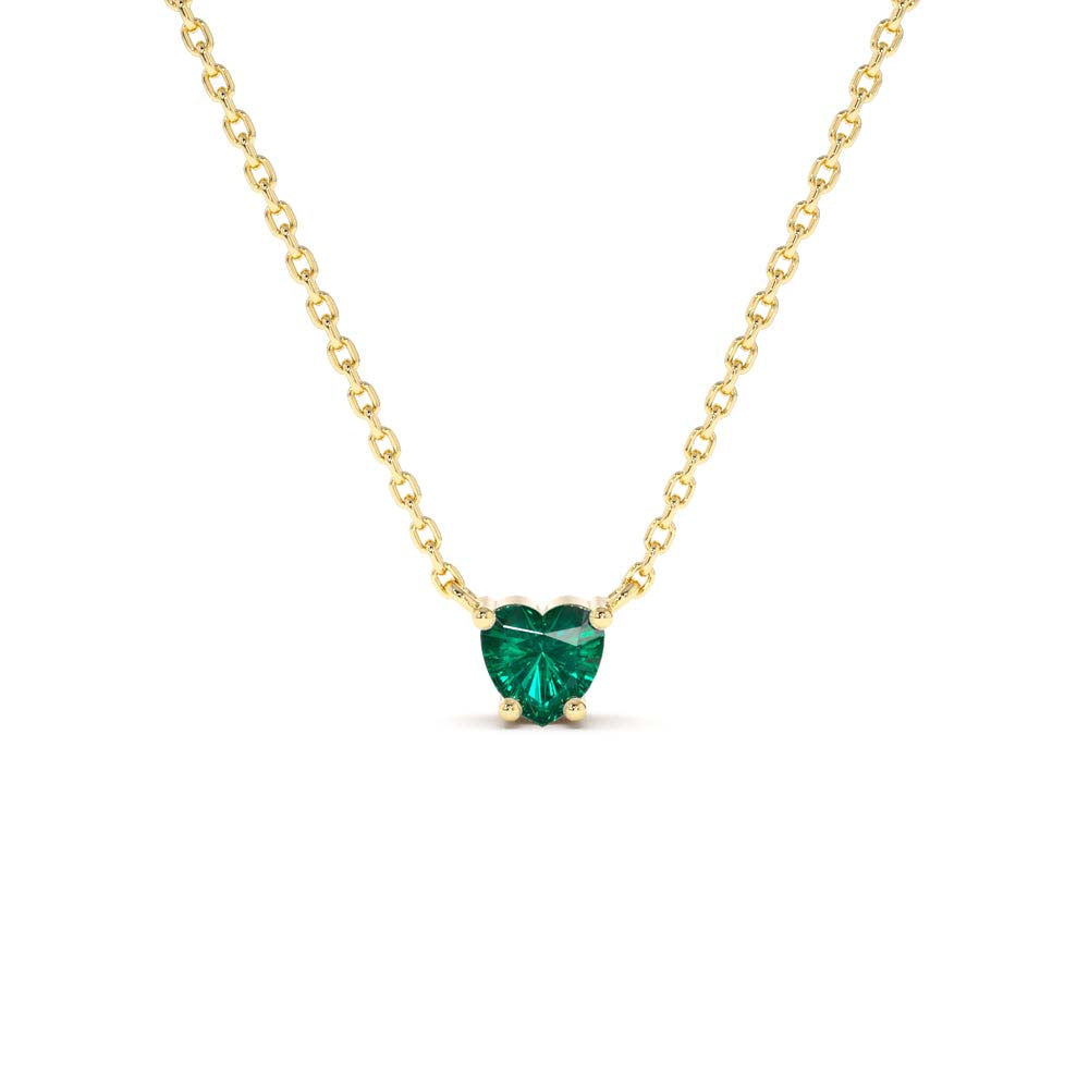 Heart-Shape Emerald Necklace in 14K Gold — view 1